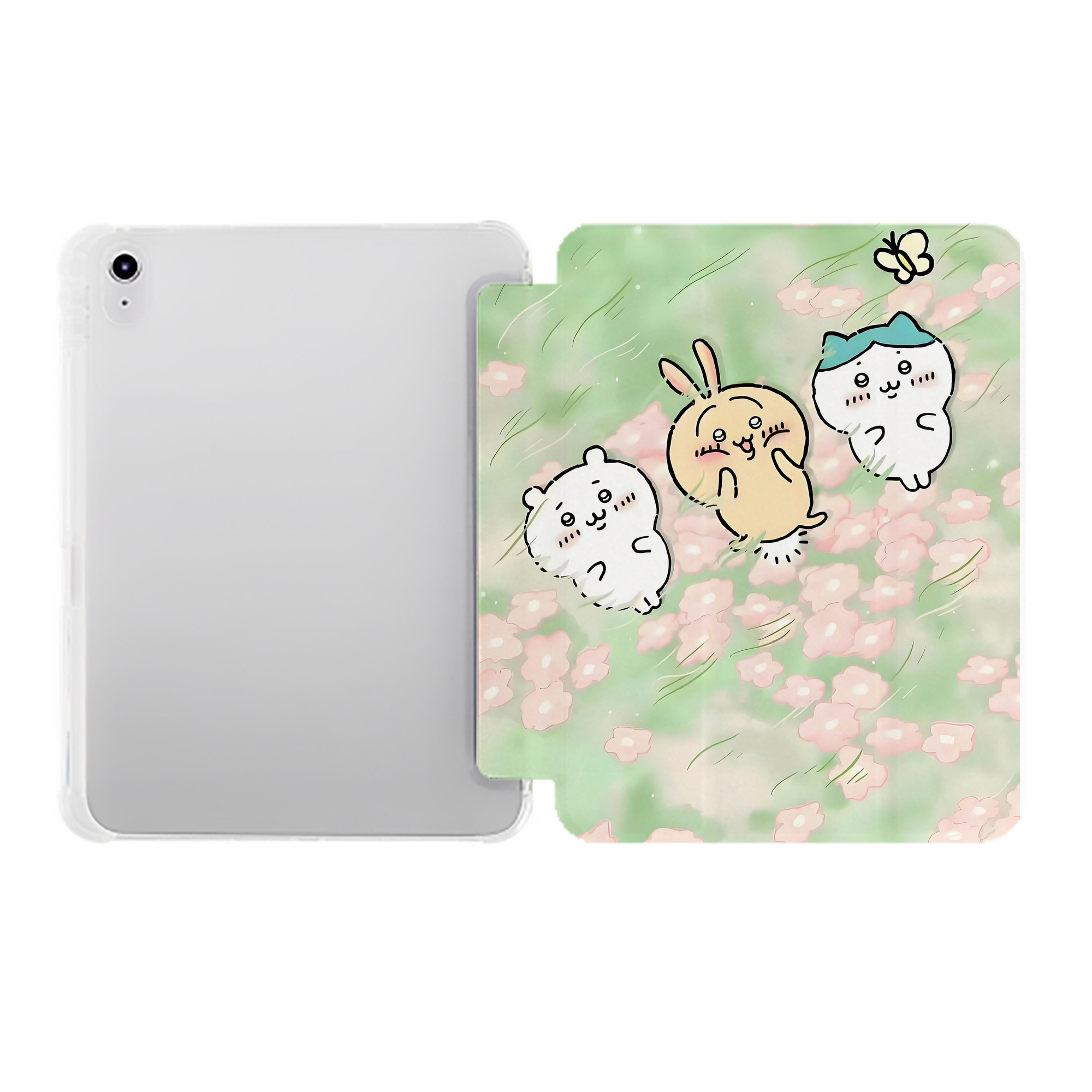 （画像用） ちいかわ Chii-kawa IPad ケース ペン収納付き 三つ折りスタンド PUレザー×シリコン 対応機種9.5/10.5/10.9インチ